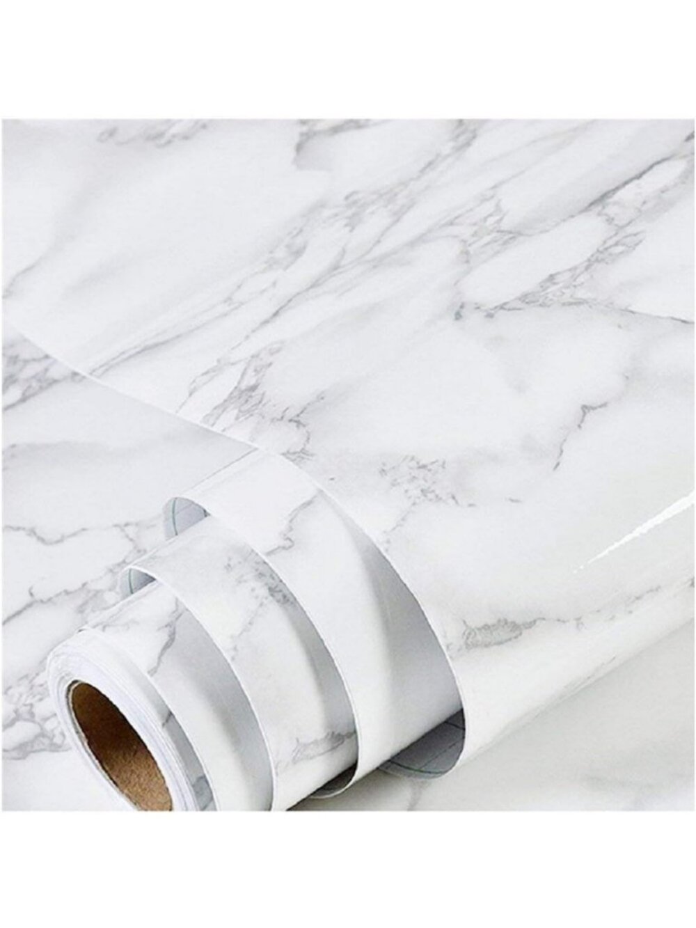 Extra Wide White Marble Contact Paper - Peel and Stick Kitchen Countertop Decor